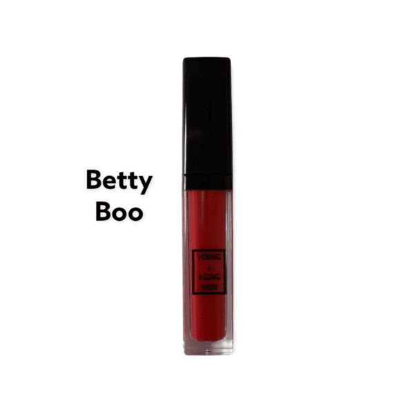 A container of a liquid lipstick in Betty Boo shade