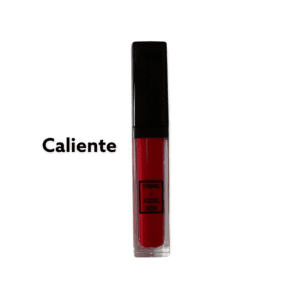 A container of a bright red liquid lipstick