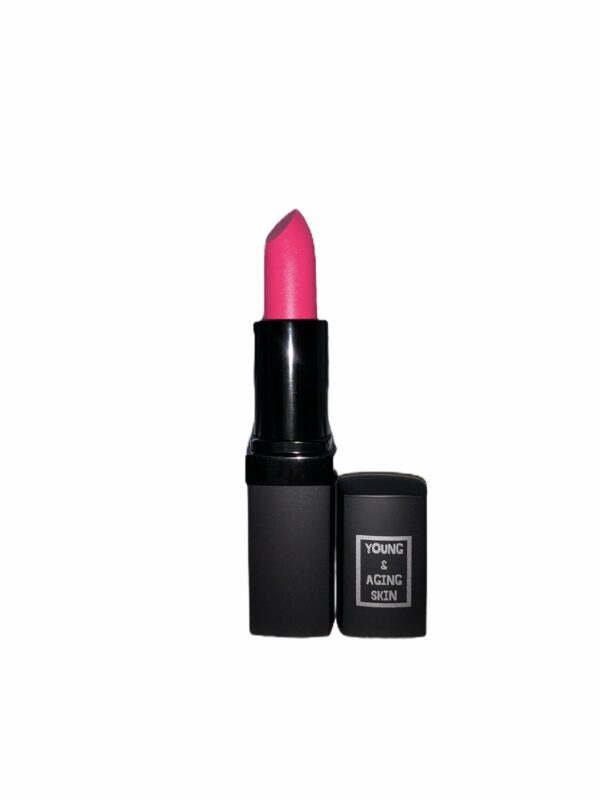 A creamy lipstick in a fuchsia pink shade