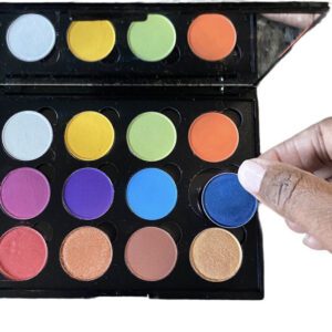 An eyeshadow palette with twelve different colors