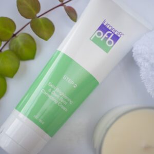 A tube of a skin brightening and dark spot correcting cream