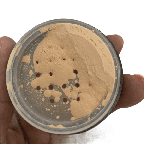 A container of translucent powder