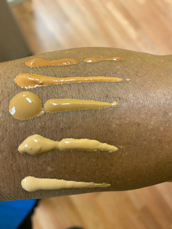 Swatch samples of BB cream in different shades