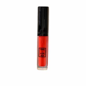 A liquid lipstick with a red-orange shade